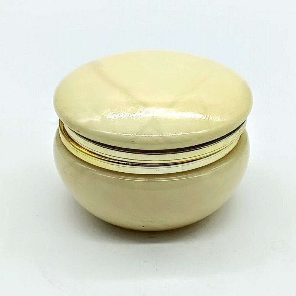 Hand-Carved Italian Alabaster Round Trinket Box